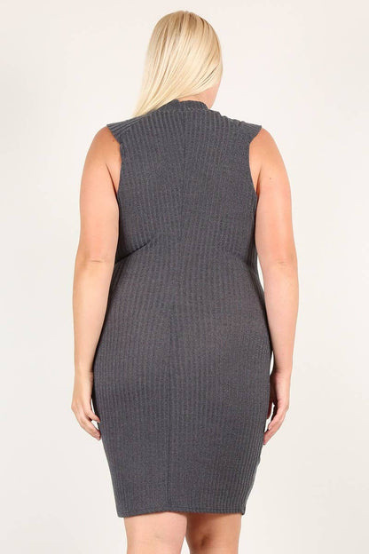 Ribbed Mock Neck Plus Size Dress