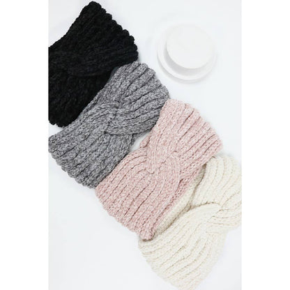 Head Chenille Twist Knit Headwrap