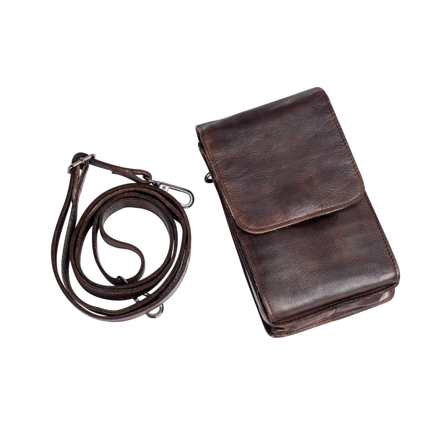 Green wood Leather Shoulder Bag Ivy Brown