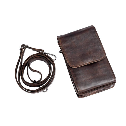 Green wood Leather Shoulder Bag Ivy Brown
