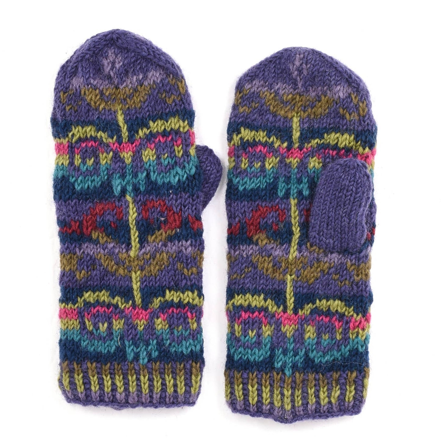 Natalia Wool Mittens with Fair Isle Knit Pattern