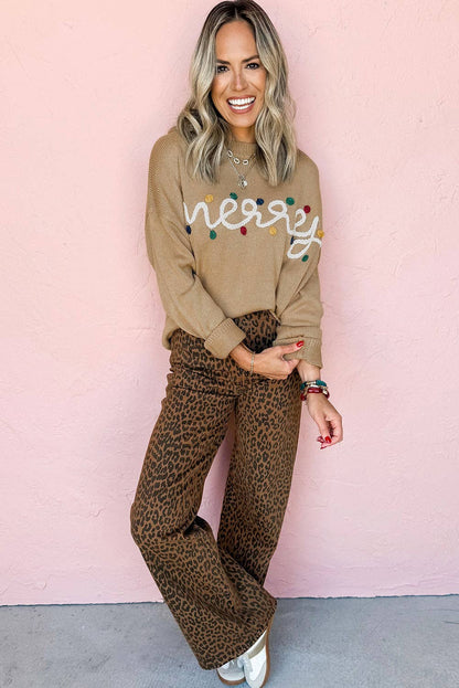 Merry Christmas Dolman Sleeve Sweater with Colorful Dots