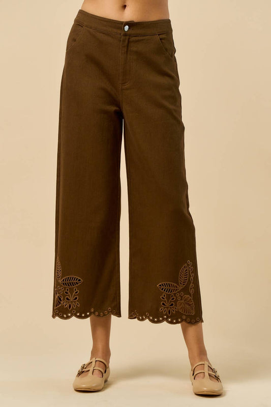 Lalavon Scalloped Embroidered Denim Pants