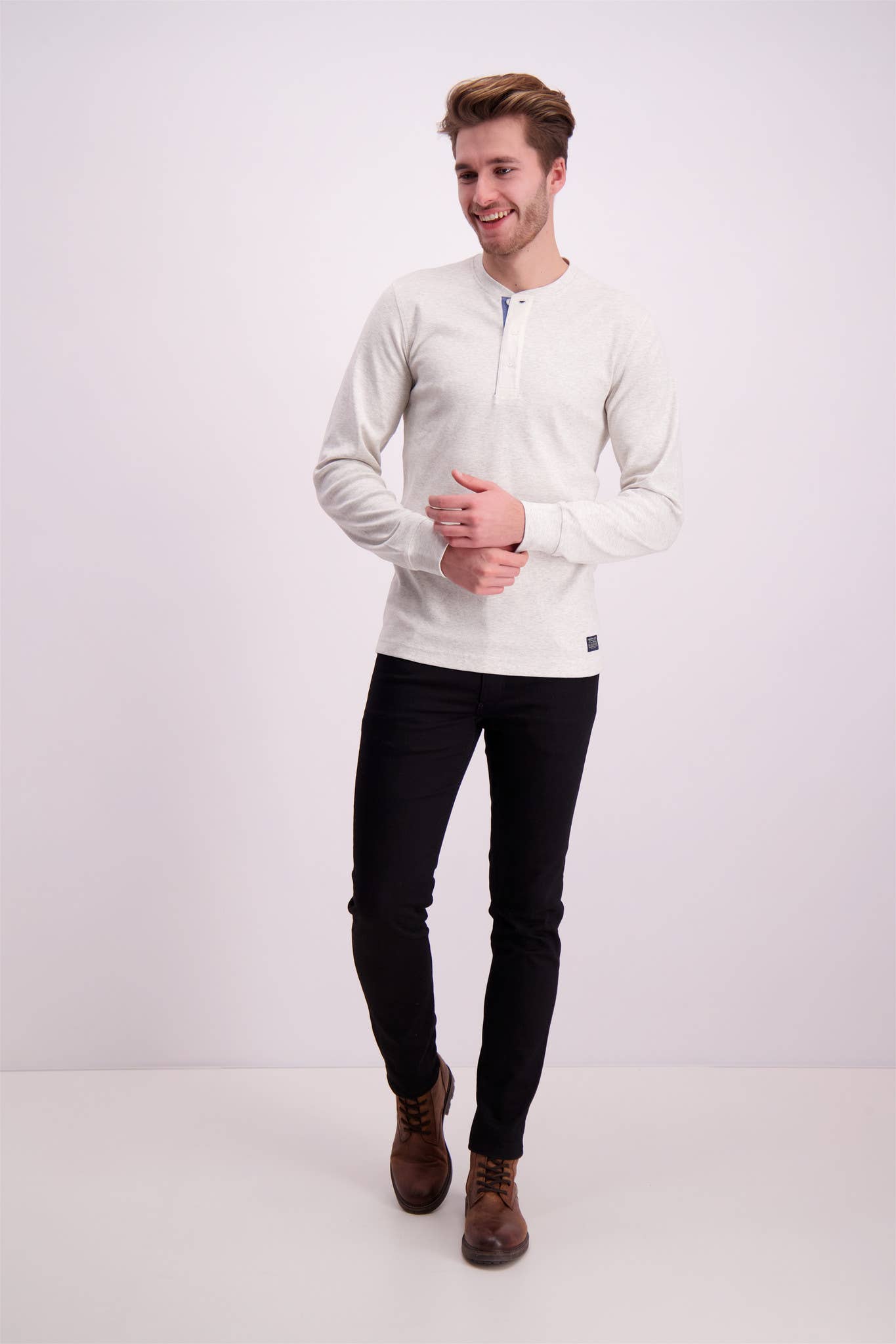Lindbergh Ribbed Henley long sleeve