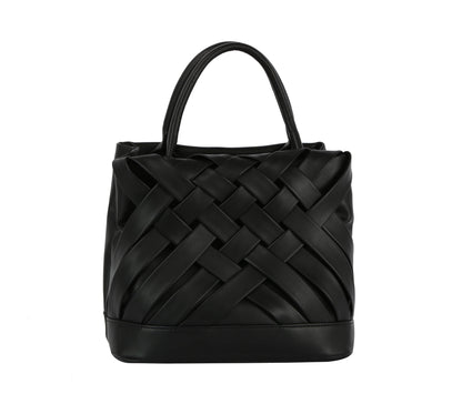 Calin woven detailed top handle small tote vegan purse