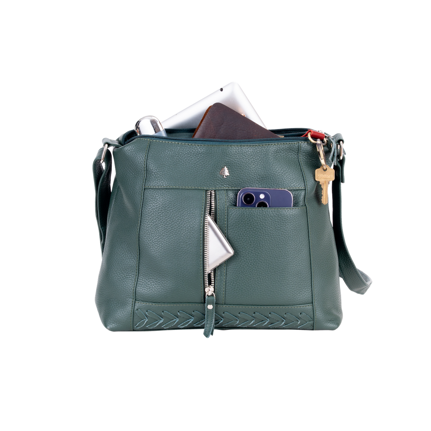 Green wood Leather Crossbody Bag Tressa – Stylish & Functional