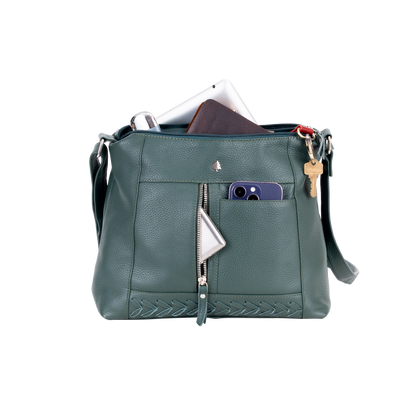 Green wood Leather Crossbody Bag Tressa – Stylish & Functional