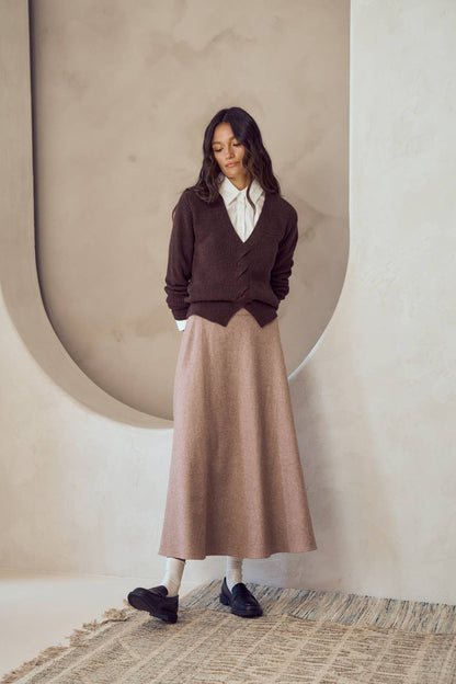 Lalavon WOOL FLARED MIDI SKIRT