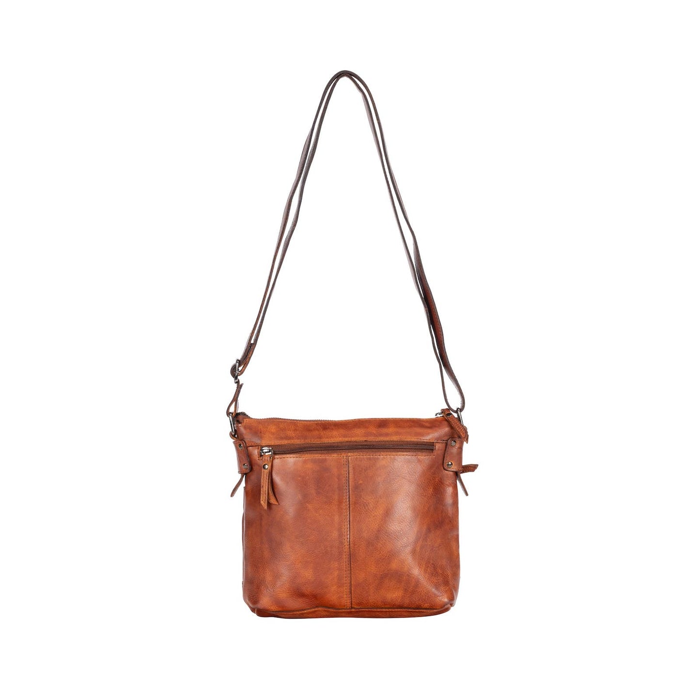 Green wood leather  Shoulder Bag Nora - Cognac GW6844