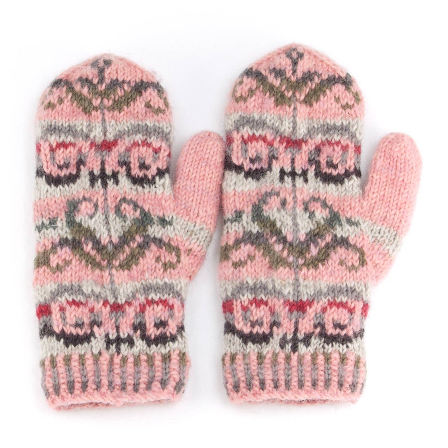 Natalia Wool Mittens with Fair Isle Knit Pattern